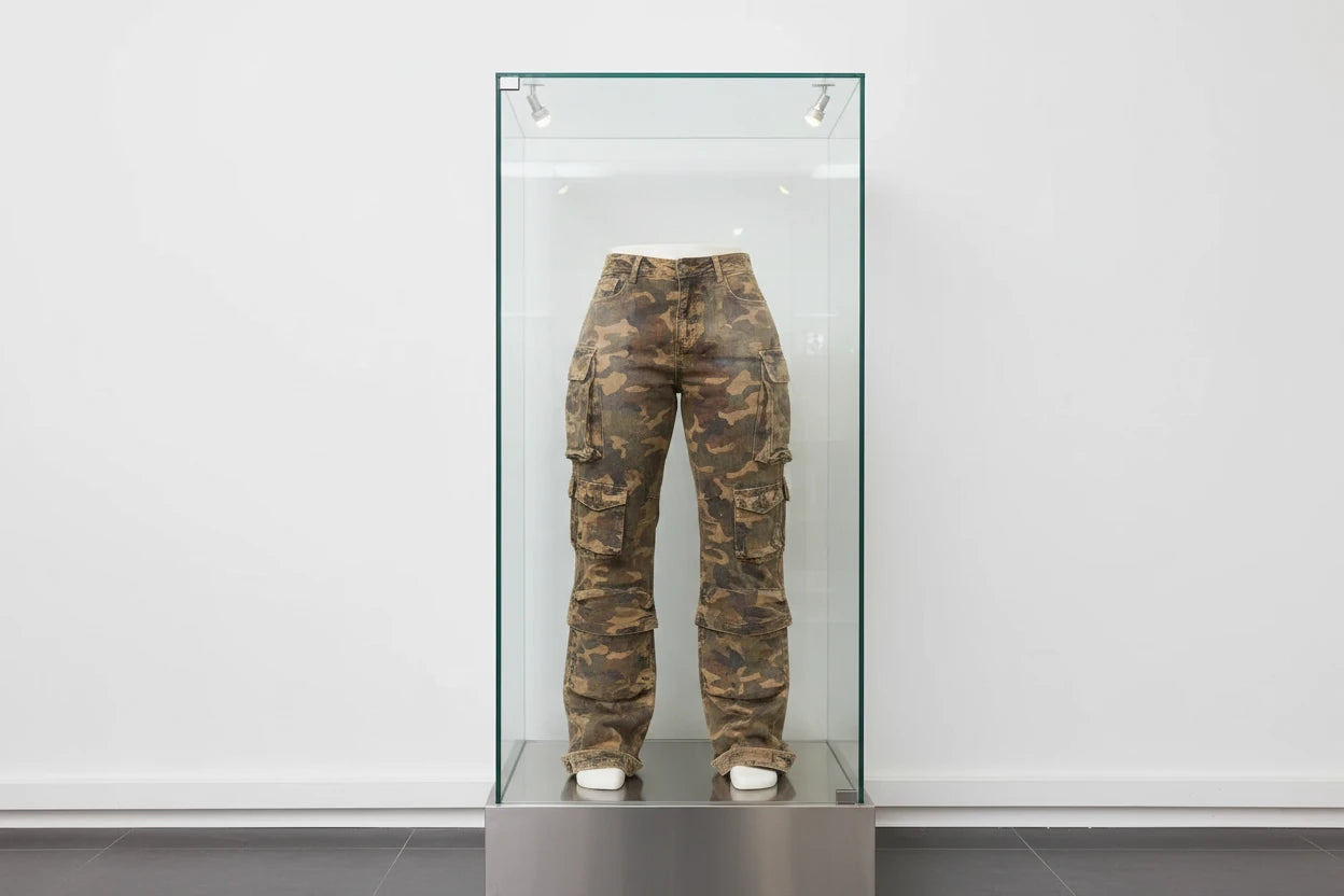 Womens Cargo Pants Y2K High Waist Baggy Jeans Flap Pocket Straight Leg Denim Pants Streetwear