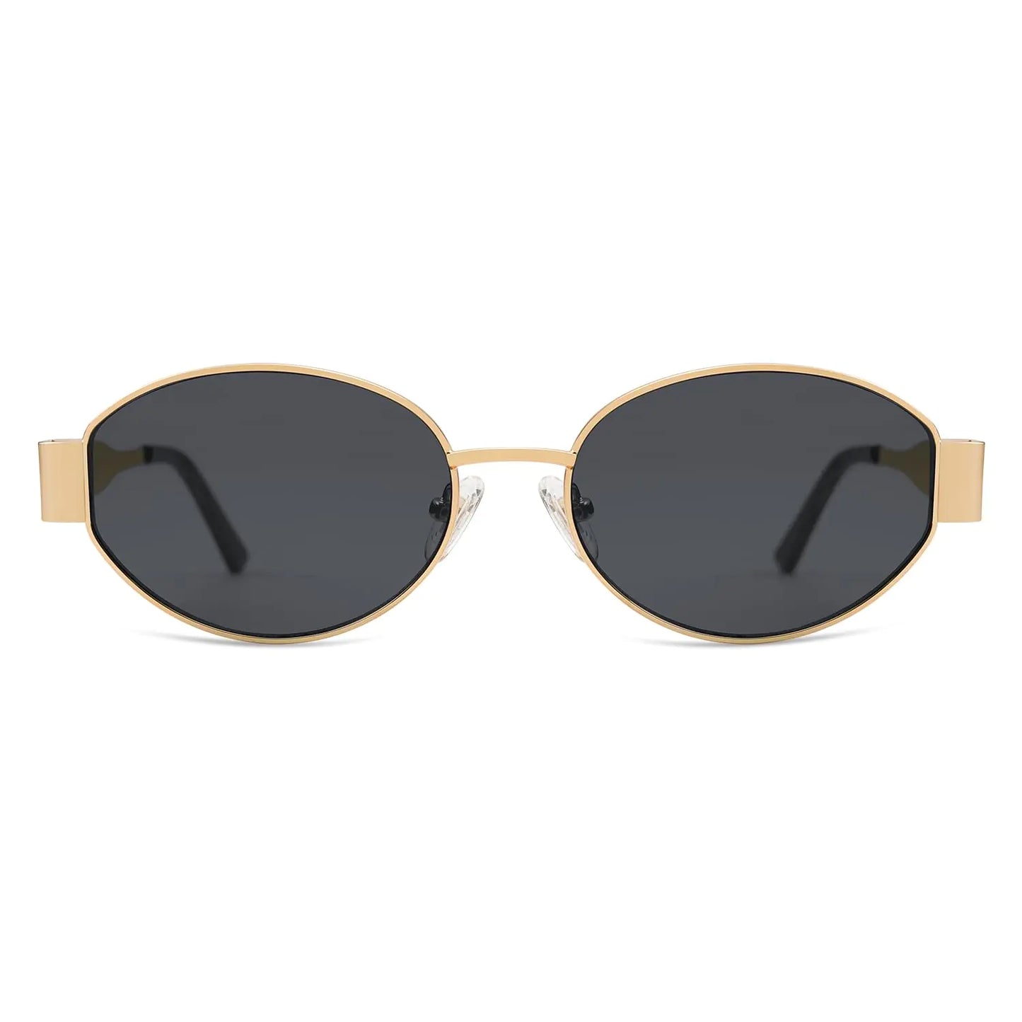 SOJOS Retro Oval Sunglasses for Women Men Trendy Sun Glasses Classic Shades UV400 Protection SJ1217 Gold/Grey