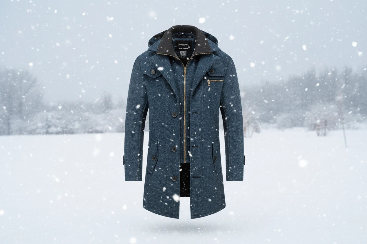 Chrisuno Winter Coats For Men Fall Jackets Wool Trench Blend Top Pea Coat Long Single Breasted Classic Stylish Business Overcoat Navy M