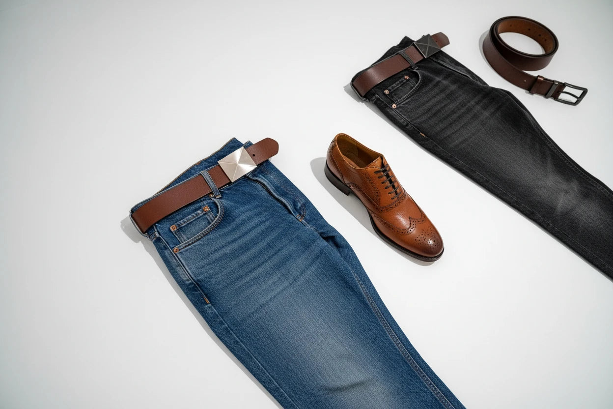 Mens Ratchet Belt Leather 1 3/8'' Adjustable Belts for Mens Dress Casual Jeans Comfort Trim to Fit 36" to 42"Waist Adjustable Basic Slash Black