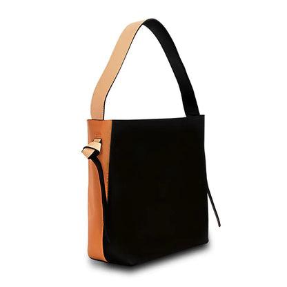 Versa Leather Tote -Orange/Black