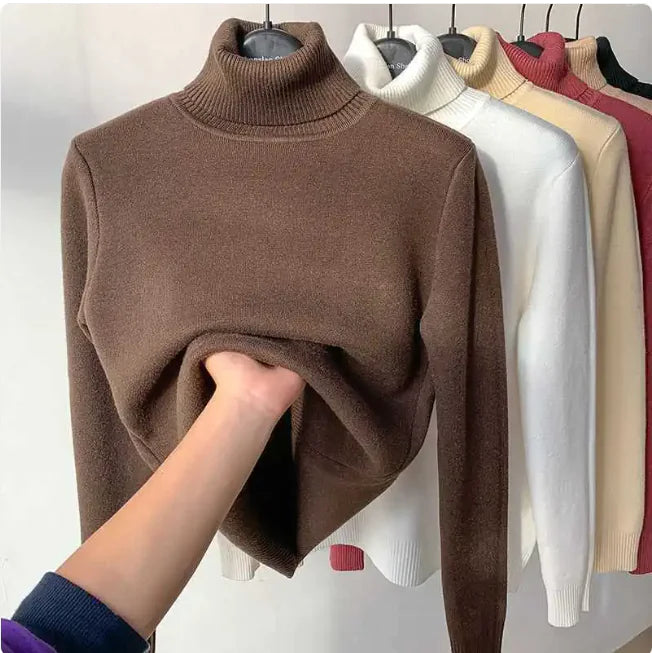 Cozy Velvet Art Retro Turtleneck Pullover Sweater