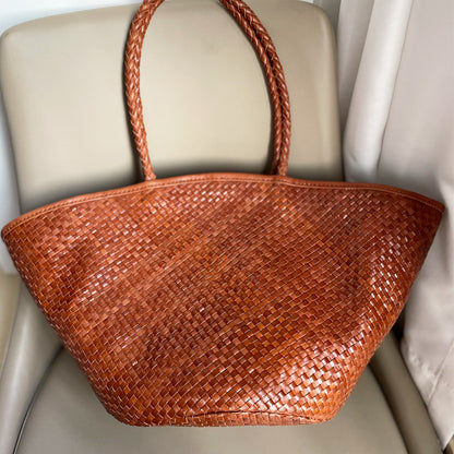 Hand Woven Bag in First Layer Cowhide Leather