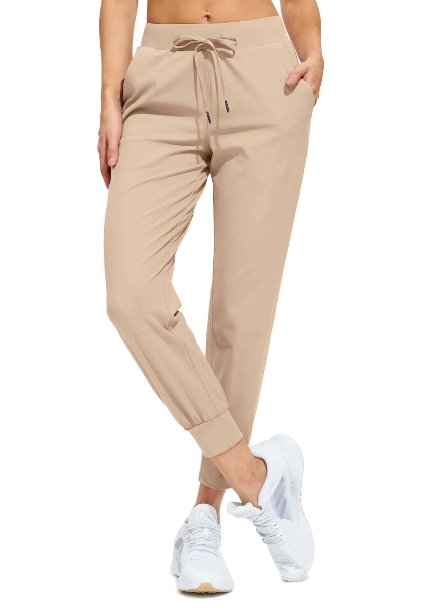 Libin Women's Joggers Pants Lightweight Running Sweatpants with Pockets Athletic Tapered Casual Pants for Workout,Lounge Light Khaki XX-Large