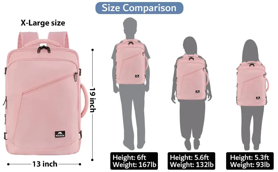 MATEIN Pink Travel Backpack for Women, Large Backpack Airline Approved, Expandable Carry on Backpacks, 35L Convertible Suitcase, Weekender Back Pack for Hiking Sport Gym, Gift for Traveler X-Large