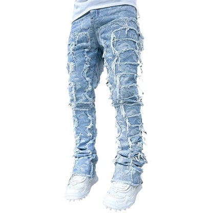 Classic Ripped Straight-Leg Denim