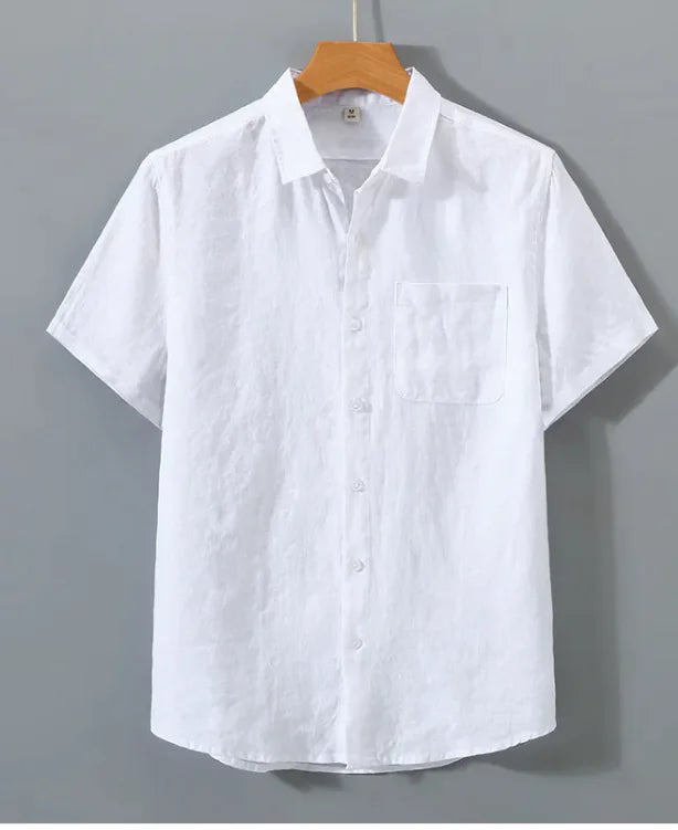 Pure Linen Shirt Men's Short Sleeve Summer