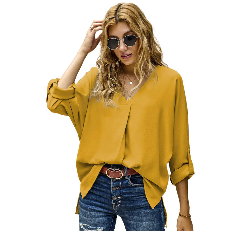 Solid Color Loose Pullover Shirt