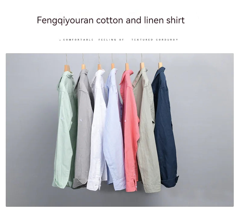 Men's Cotton-Linen Long Sleeve Shirt