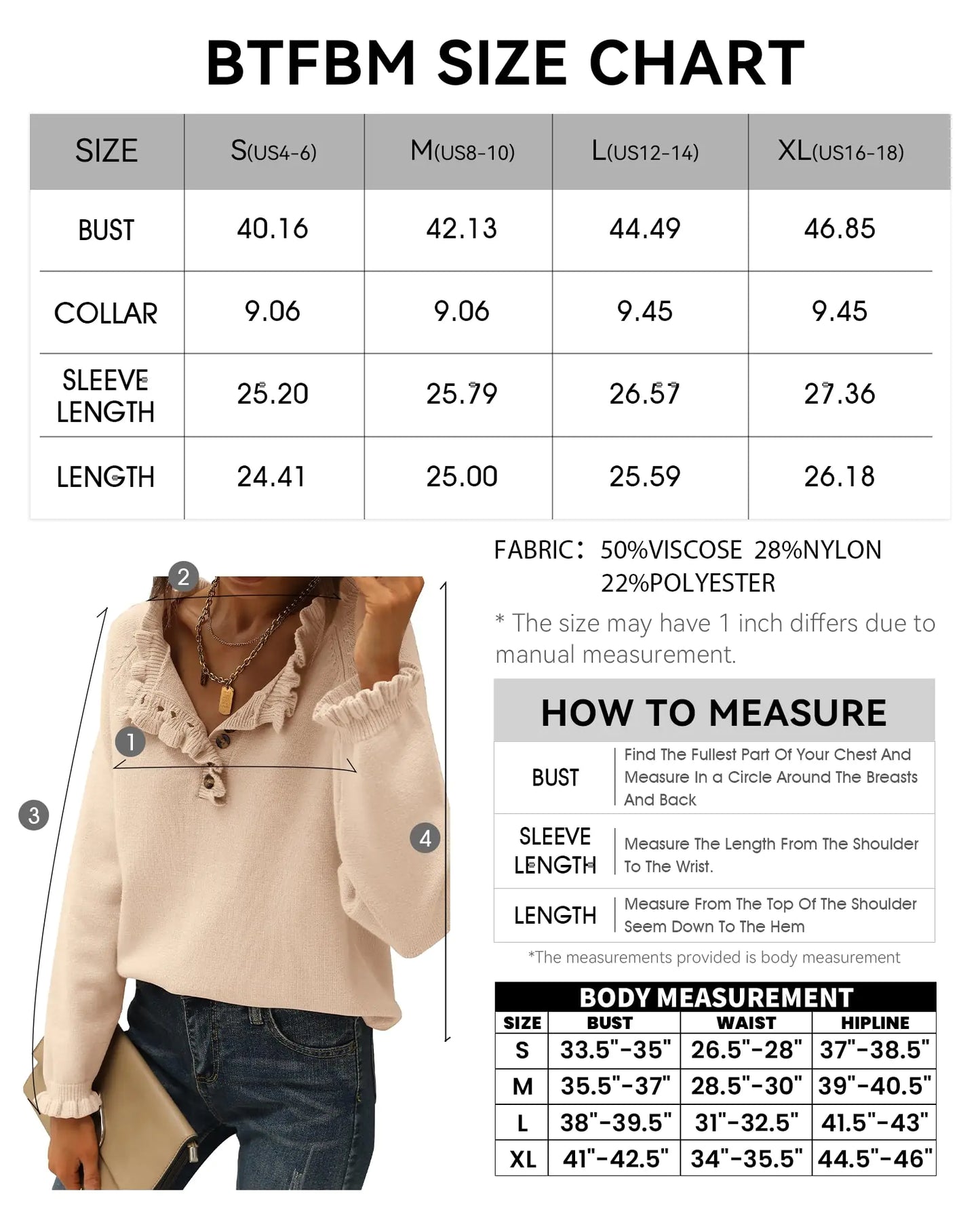 BTFBM 2024 Womens Sweaters Fall Winter Outfits Long Sleeve Button Down Ruffle Crew Neck Casual Knitted Pullover Tops Solid Beige Small