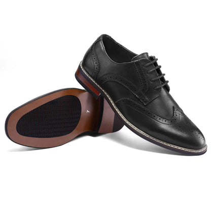 Men's Dress Shoes Formal Business Classic Lace Up Wingtip Oxford Shoes 13 Wide Wingtip Black