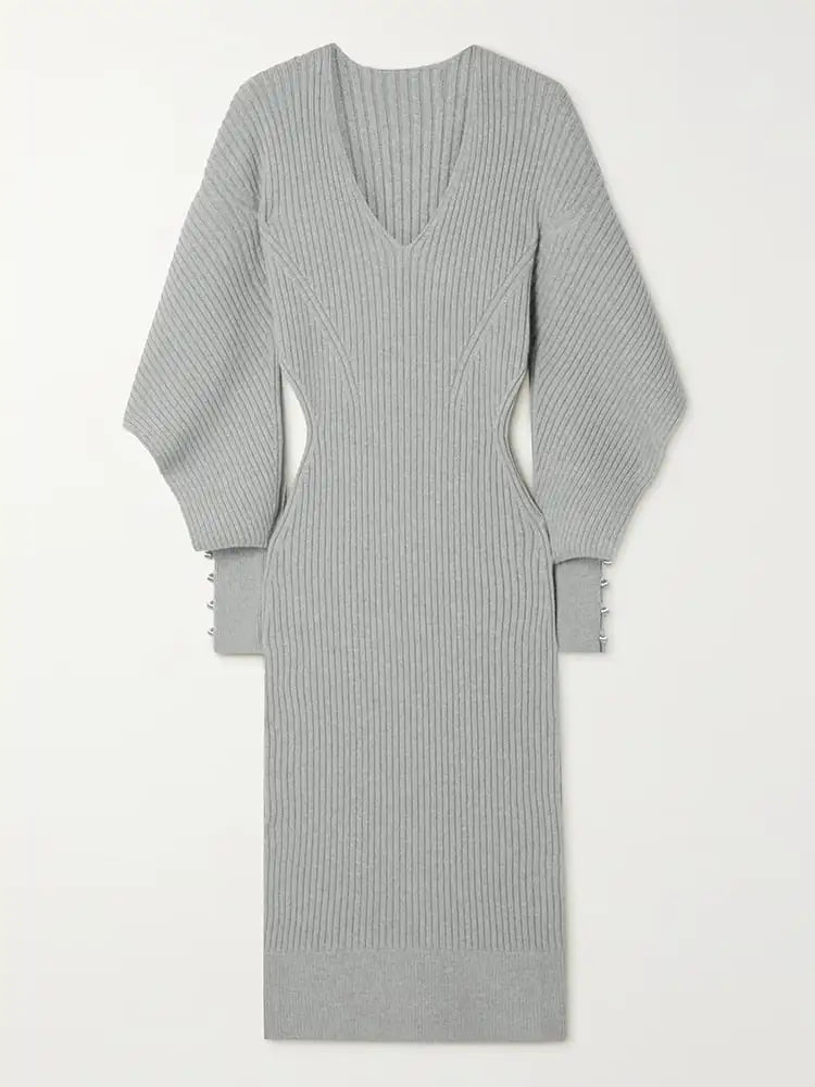 Dramatic Shoulder Knit Dress