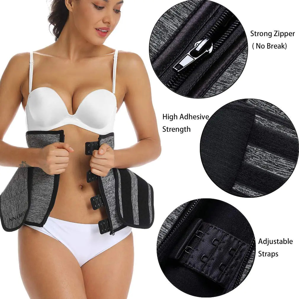 HOPLYNN Neoprene Sweat Waist Trainer Corset Trimmer Shaper Belt for Women Grey 3X-Large