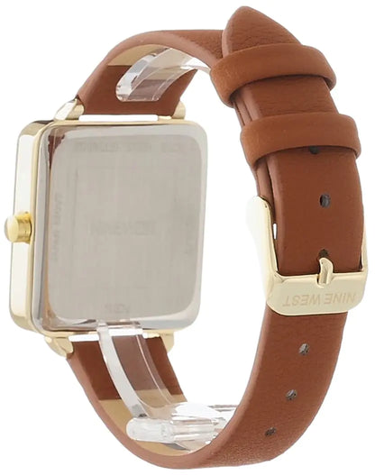 Nine West Women's Strap Watch Brown/Gold