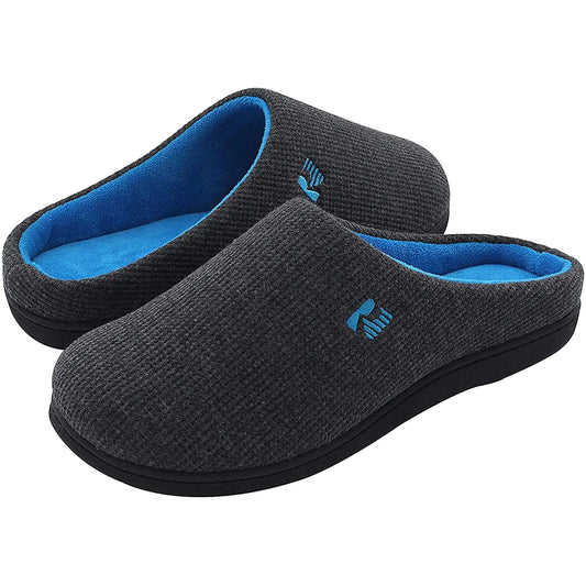 RockDove Men's Original Two-Tone Memory Foam Slipper 9-10 Dark Grey/Blue