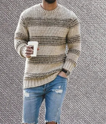 Men's Striped Knit Pullover