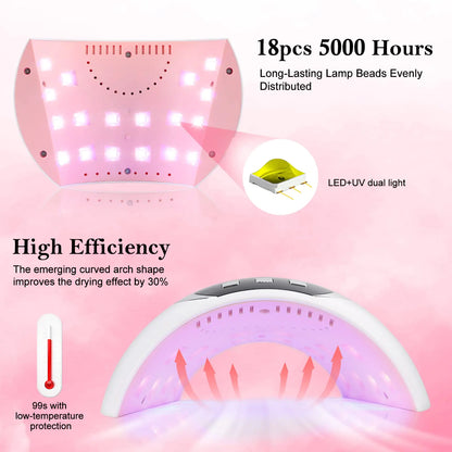 Wisdompark UV LED Nail Lamp, 54W UV Light for Gel Nails with Automatic Sensor/3 Timer Setting Professional Nail Dryer Gel Polish Curing Lamp Nail Art Tools (White) (54, Watts) 54