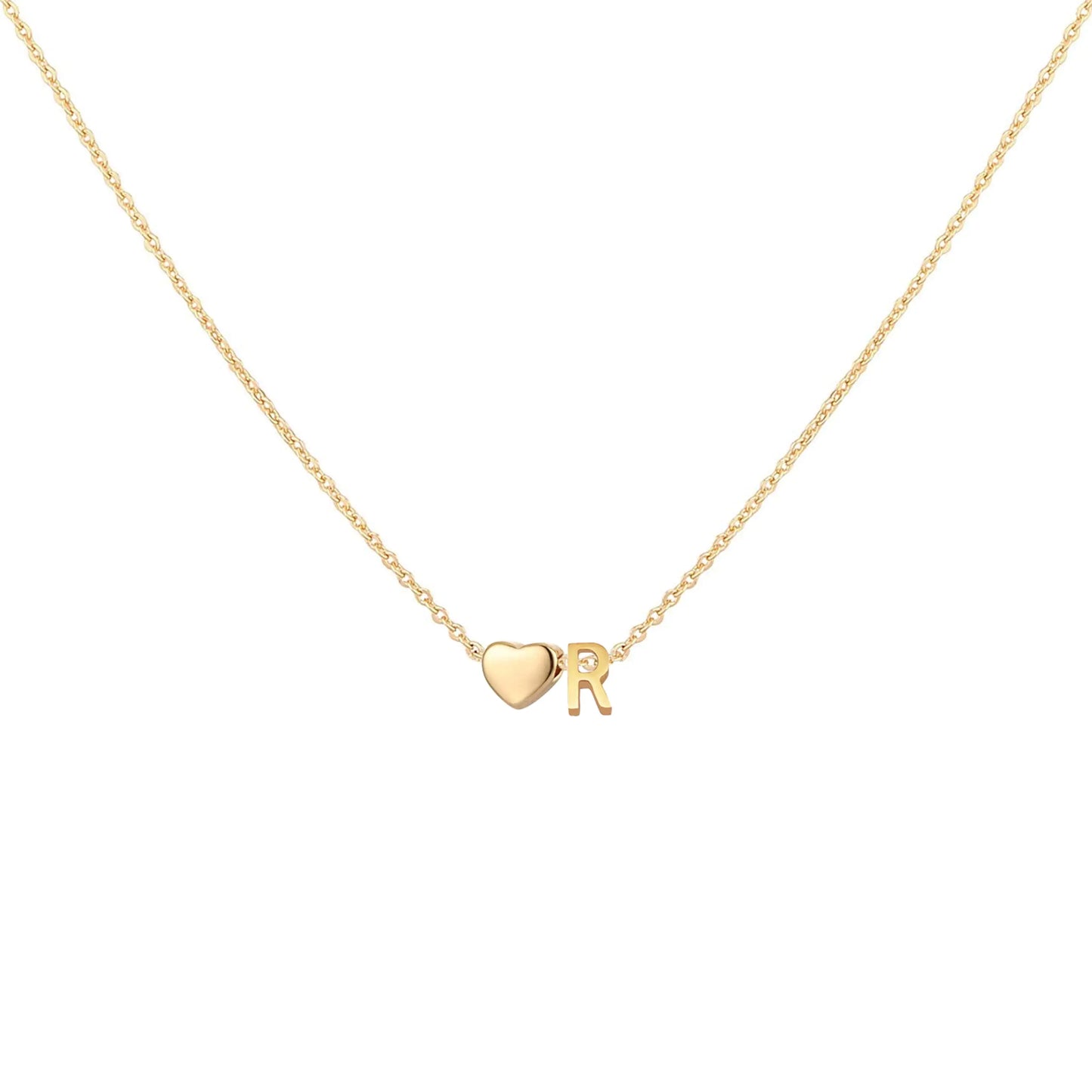 Glimmerst Initial Heart Necklace,18K Gold Plated Stainless Steel Tiny Heart Letter Necklace Personalized Monogram Name Necklace for Women R