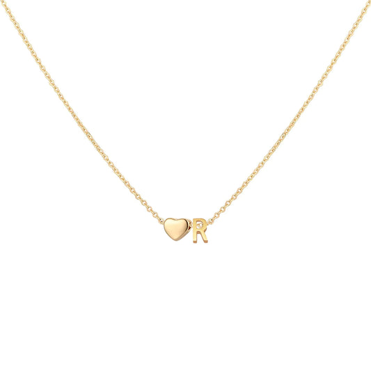 Glimmerst Initial Heart Necklace,18K Gold Plated Stainless Steel Tiny Heart Letter Necklace Personalized Monogram Name Necklace for Women R