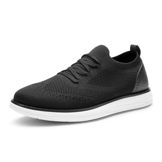 Bruno Marc Men's KnitFlex Craft Mesh Oxfords Sneakers Casual Dress Lace-Up Lightweight Walking Shoes 12 7-black