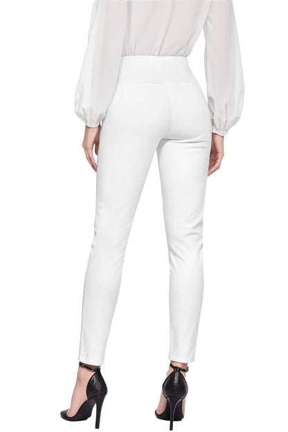 Hybrid & Company Women‘s Super Comfy Ultra Stretch with Full Elastic Waist Pull On Millennium Twill Pants Small Short White