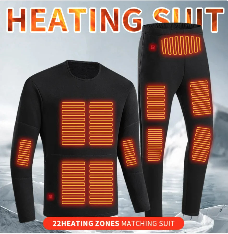 USB Heated Thickened Long Johns Cold Protection Suit