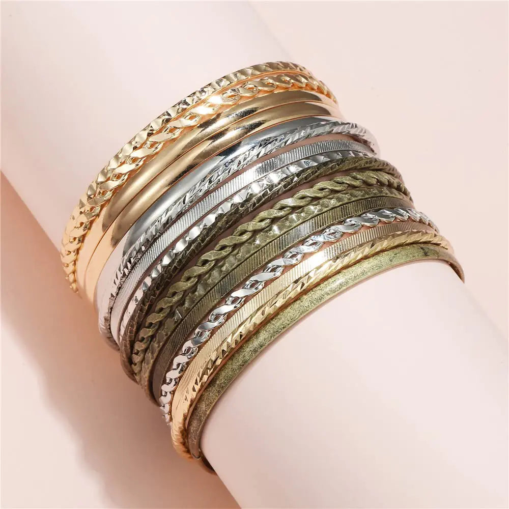 16Pcs Gold Bangle Bracelets for Women - Multi Layer Stackable Textured Bracelets Boho Jewelrys Set. B set 16pc multi