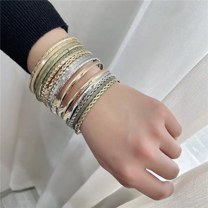 16Pcs Gold Bangle Bracelets for Women - Multi Layer Stackable Textured Bracelets Boho Jewelrys Set. B set 16pc multi