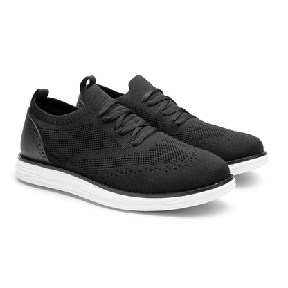 Bruno Marc Men's KnitFlex Craft Mesh Oxfords Sneakers Casual Dress Lace-Up Lightweight Walking Shoes 12 7-black