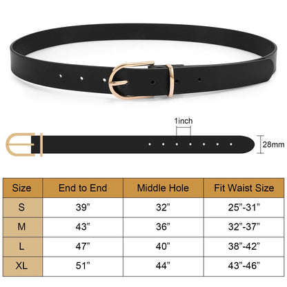 VONMELLI 3 Pack Women's Belts for Jeans Pants Fashion Gold Buckle Ladies Dress Belt C-black+brown+beige XXXL: Fit Waist Size 51-54 Inches