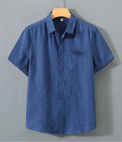 Pure Linen Shirt Men's Short Sleeve Summer