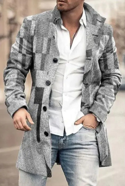 Men's Fashion Casual Tweed Stand-up Collar Coat