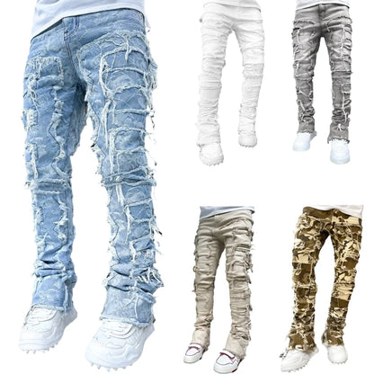 Classic Ripped Straight-Leg Denim