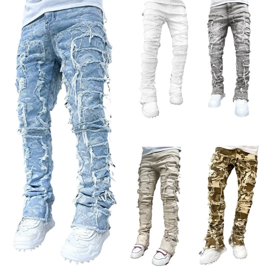 Classic Ripped Straight-Leg Denim