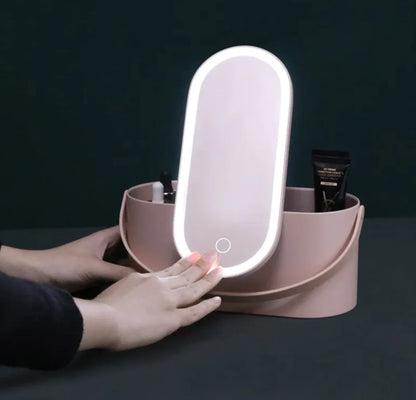 Portable LED Makeup Mirror Storage Box