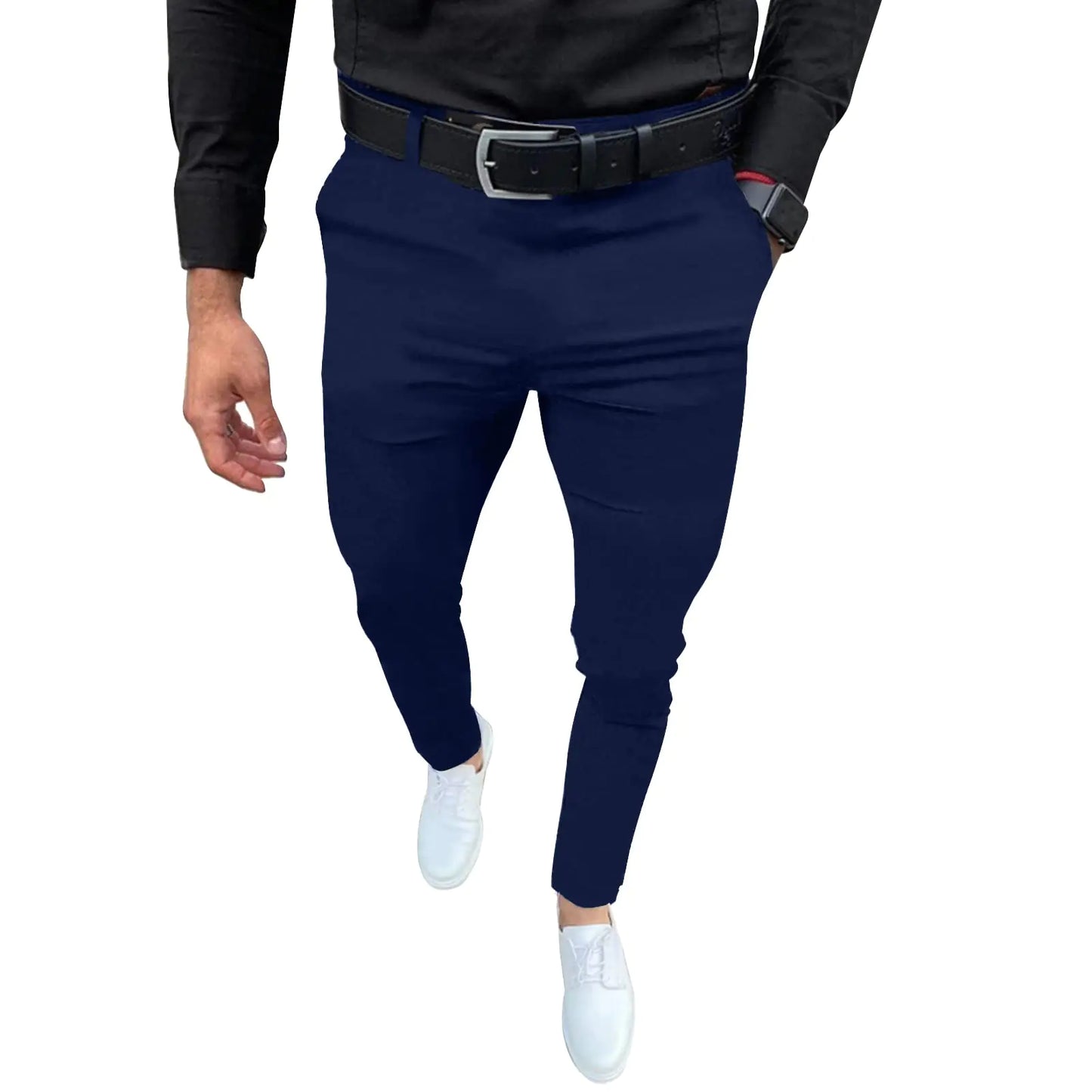 Mens Fashion Slim Fit Dress Pants Casual Business Skinny Stretch Pants Golf Pants Small Navy