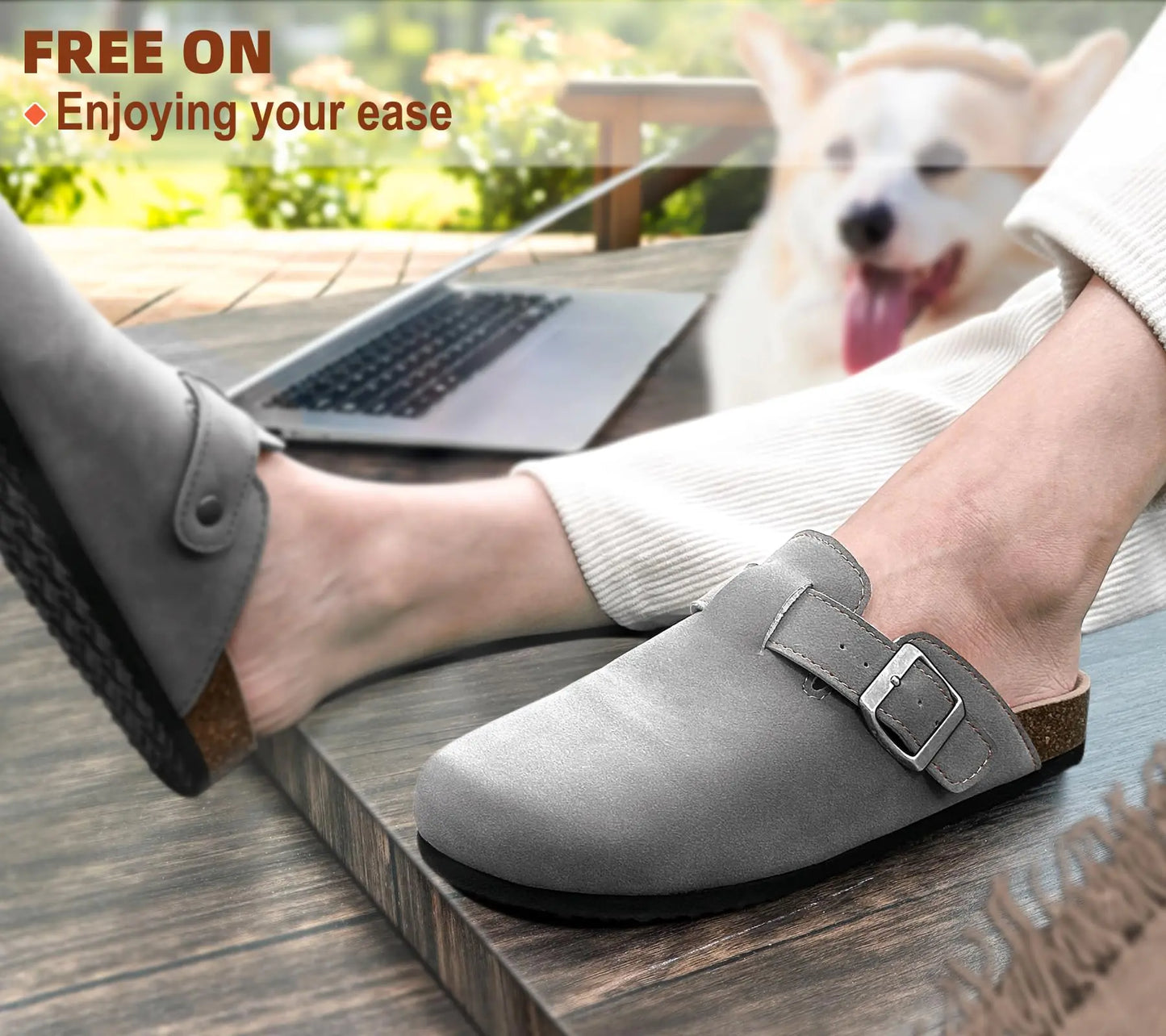 BULLIANT Comfort Clogs Slippers Sandals Nurse Work Shoes Unisex for Men Women with Cushioned Cork-Footbed 13 Women/11 Men Light Grey3402