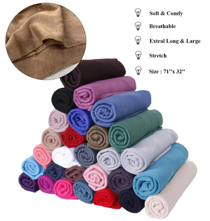 Harewom Head Scarves Wrap Turban for Black Women Long Lightweight Fashion Solid Color Hijab Jersey Headband for Braids Camel 1pcs -Camel