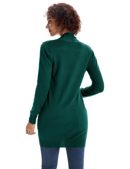 GRACE KARIN Women Lightweight Cardigan Sweaters with Pocket Long Sleeve Shrugs Dark Blue Green XX-Large