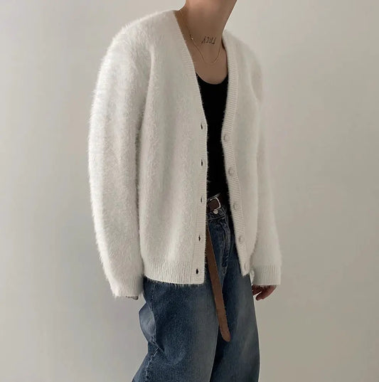 Men's Modern Mink Wool Sweater Coat
