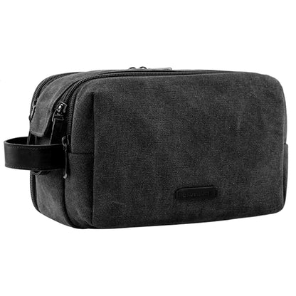 BAGSMART Toiletry Bag for Men, Canvas Travel Toiletry Organizer Dopp Kit Water-resistant Shaving Bag for Toiletries Accessories,Black-Medium Black Medium