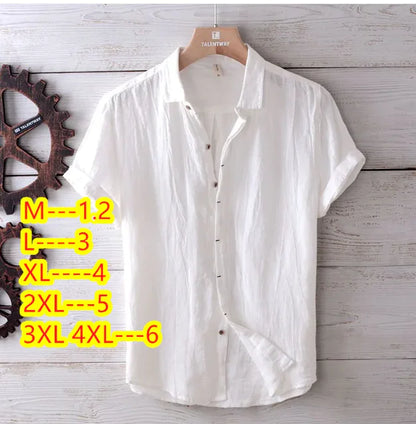 Men's Fashion Solid Color Retro Distressed Linen Shirt