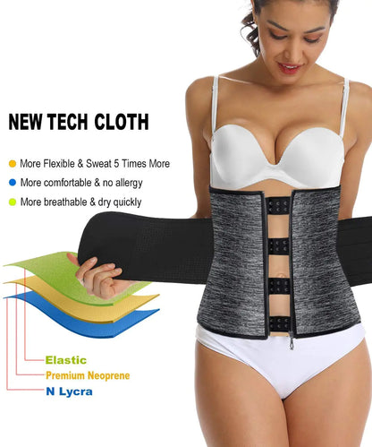 HOPLYNN Neoprene Sweat Waist Trainer Corset Trimmer Shaper Belt for Women Grey 3X-Large