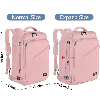 MATEIN Pink Travel Backpack for Women, Large Backpack Airline Approved, Expandable Carry on Backpacks, 35L Convertible Suitcase, Weekender Back Pack for Hiking Sport Gym, Gift for Traveler X-Large