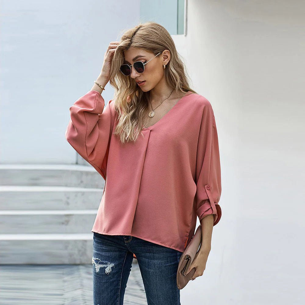 Solid Color Loose Pullover Shirt