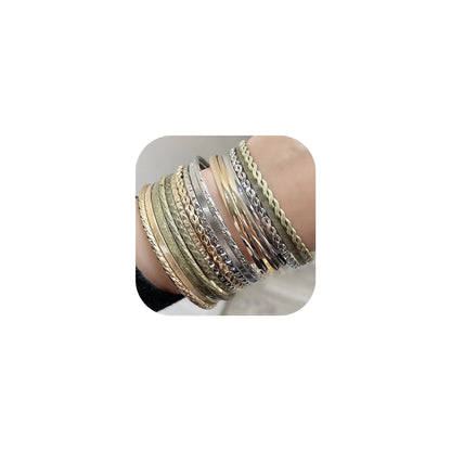 16Pcs Gold Bangle Bracelets for Women - Multi Layer Stackable Textured Bracelets Boho Jewelrys Set. B set 16pc multi