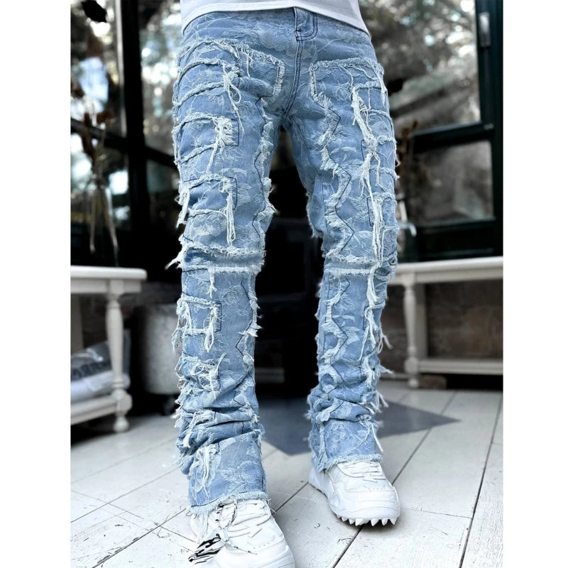 Classic Ripped Straight-Leg Denim