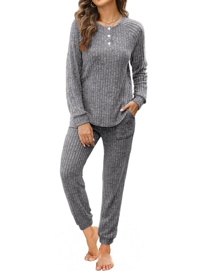 WIHOLL Two Piece Outfits for Women Lounge Sets Button Down Sweatshirt Sweatpants Sweatsuits Set with Pockets XX-Large Long Sleeve 1-dark Grey