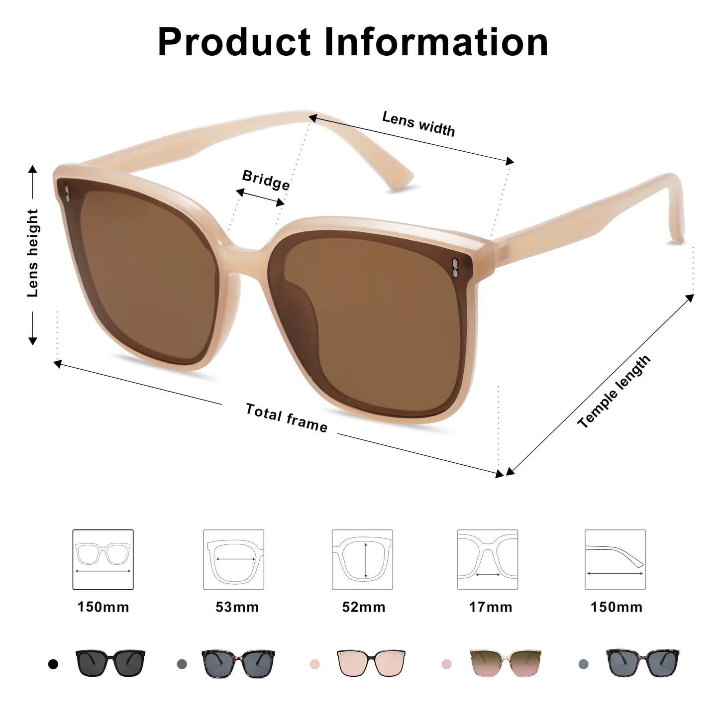 SOJOS Trendy Oversized Sunglasses for Women and Men Brown/Brown