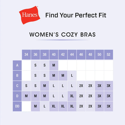 Hanes Women's Cozy Wireless Bra, Full-Coverage Pullover Bra, Seamless T-Shirt Bra Medium Clematis Blue